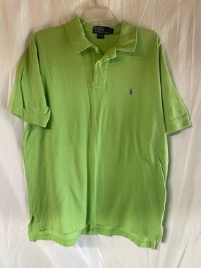 Ralph Lauren Men's Bright Lime Polo with Pink Pony